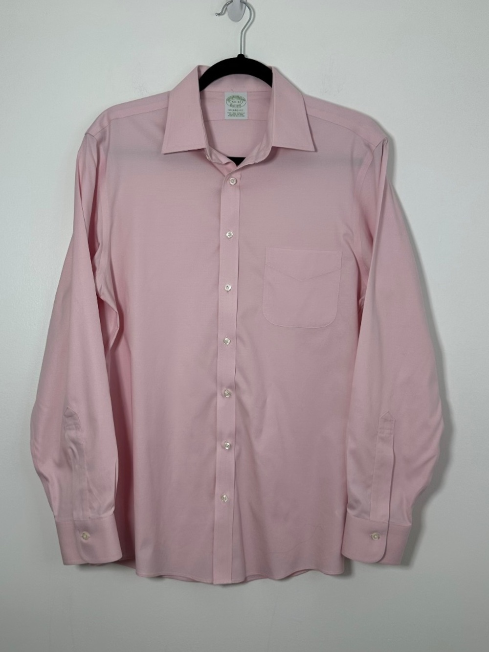 Brooks Brothers Mens Sz 15.5-33 Milano Fit Pink Dress Shirt Button Down Formal